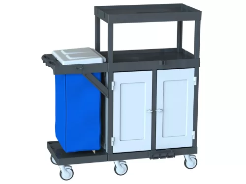 Housekeeping Arabası H 1201 0LKD Ekstra Üst Gövdeli ve Kapaklı Dolaplı Kat Arabası