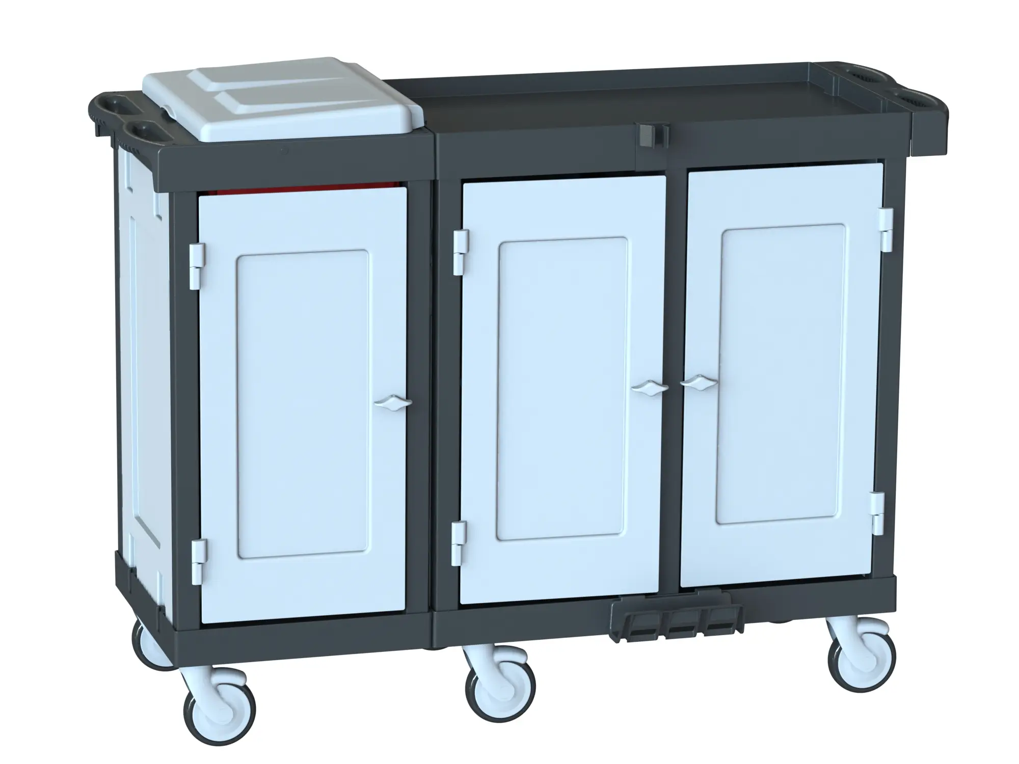 Restoran Servis Arabası R 1202 0SD2 2 Restoran Servis Arabası R 1202 0SD2 Geniş Gövdeli Üç Dolap Kapaklı Çekmece ve Raf Eklenebilir Modüler Kapaklı Çöp Çamaşır Bölümlü Yemekhane Kat Arabası
